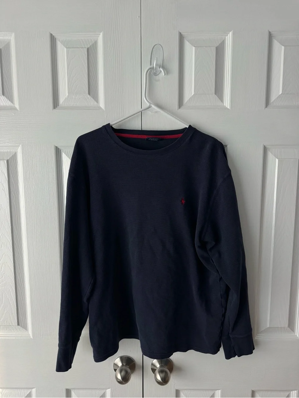 Polo Ralph Lauren Navy Waffle Knit Long Sleeve Shirt XL Sleepwear